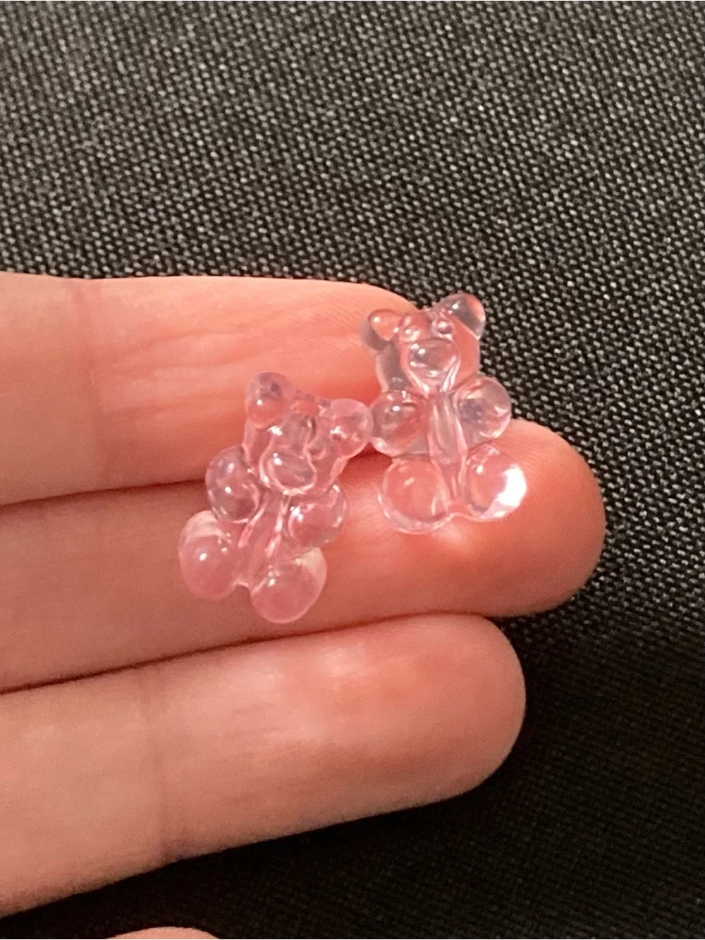 Handmade Pastel Pink Transparent Gummy Bear Stud Earrings
